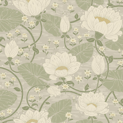 A-Street Prints Eva Light Grey Lotus Dreams Wallpaper, 20.9-in by 33-ft