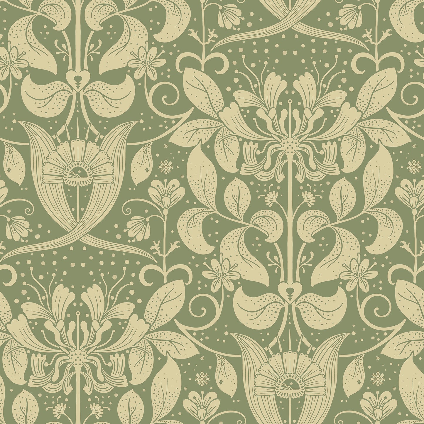 A-Street Prints Berit Green Floral Crest Wallpaper, 20.9-in by 33-ft