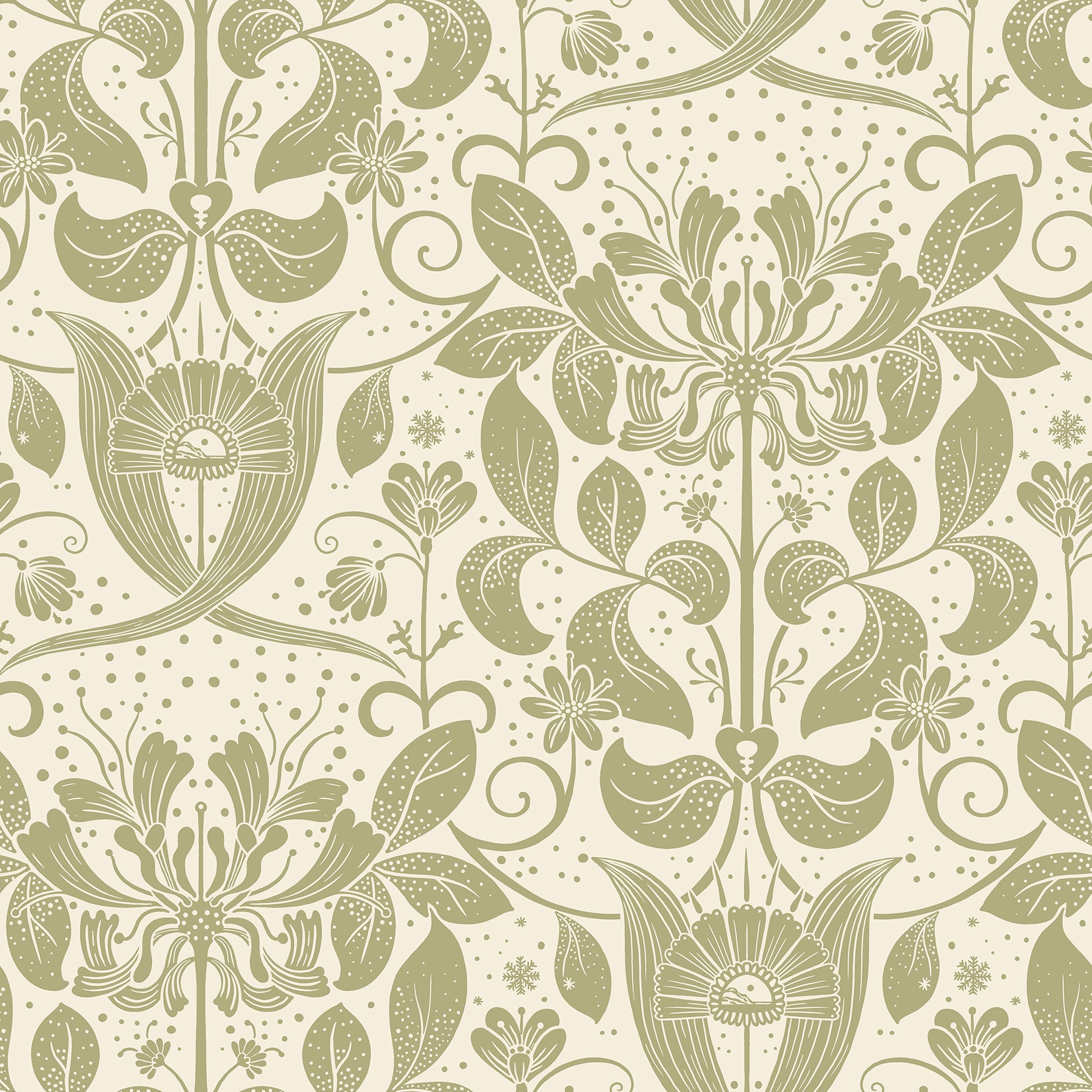 A-Street Prints Berit Olive Floral Crest Wallpaper, 20.9-in by 33-ft