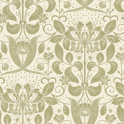 A-Street Prints Berit Olive Floral Crest Wallpaper, 20.9-in by 33-ft