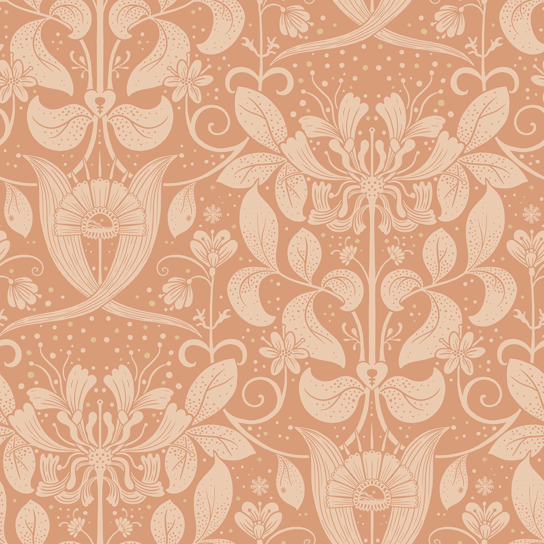 A-Street Prints Berit Coral Floral Crest Wallpaper, 20.9-in by 33-ft