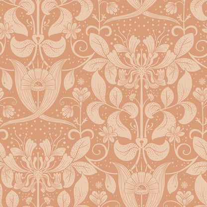 A-Street Prints Berit Coral Floral Crest Wallpaper, 20.9-in by 33-ft