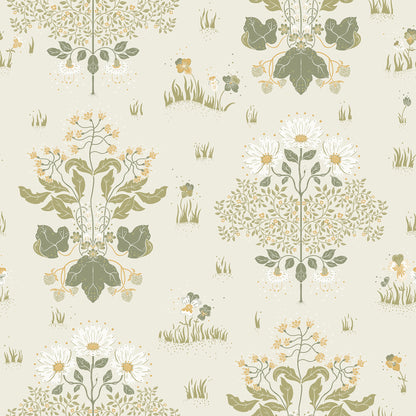 A-Street Prints Elda Olive Delicate Daisies Wallpaper, 20.9-in by 33-ft