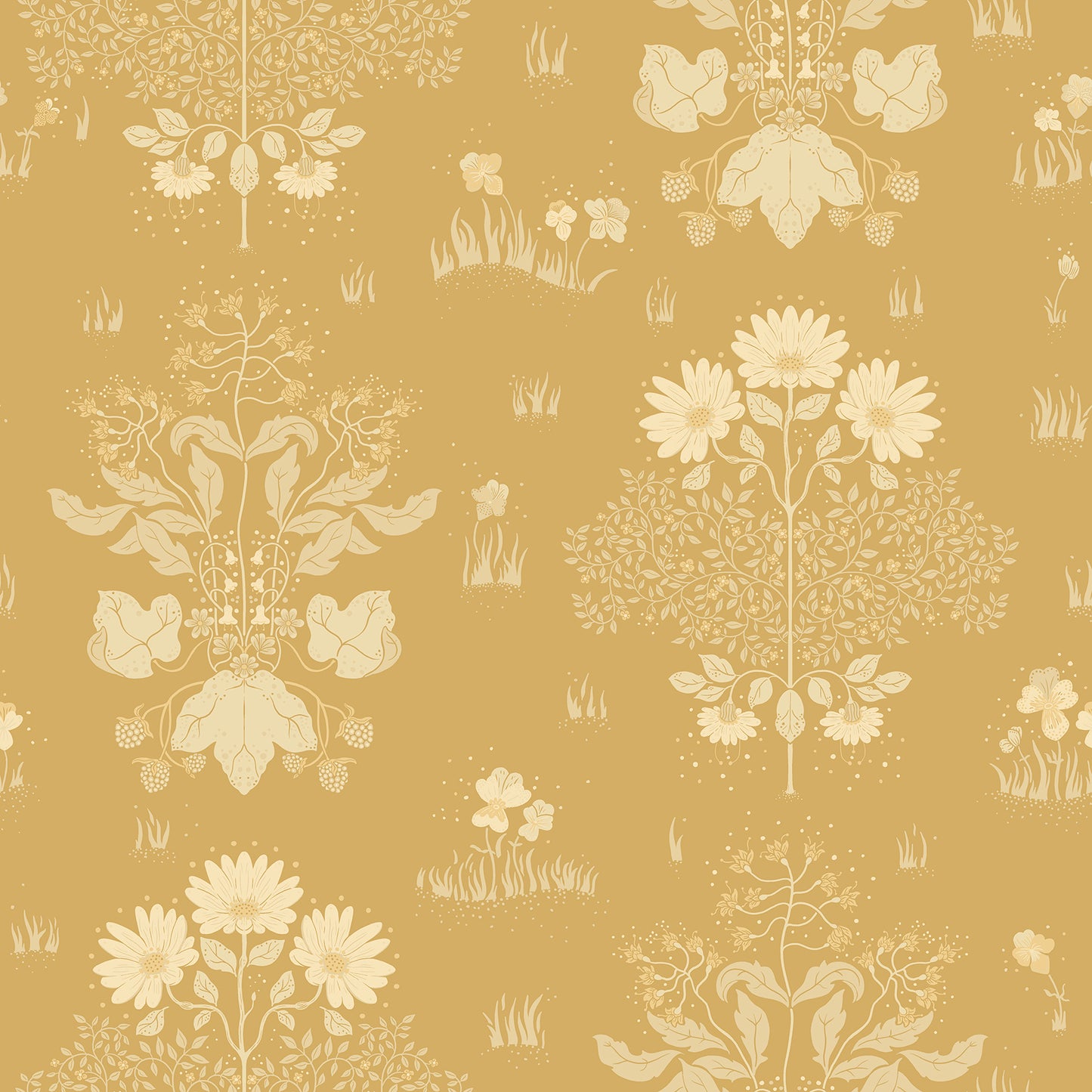 A-Street Prints Elda Gold Delicate Daisies Wallpaper, 20.9-in by 33-ft