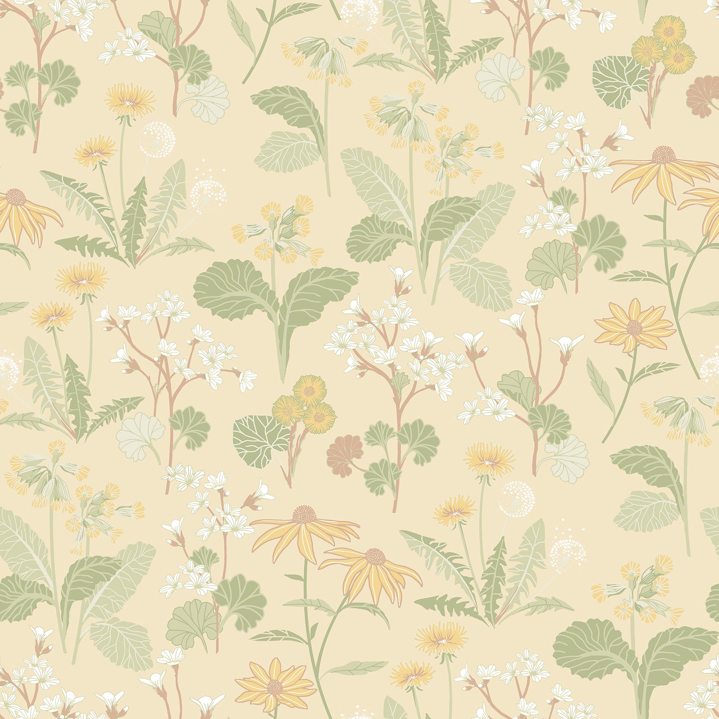 A-Street Prints Magdalena Light Yellow Dandelion Wallpaper, 20.9-in by 33-ft