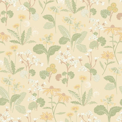 A-Street Prints Magdalena Light Yellow Dandelion Wallpaper, 20.9-in by 33-ft