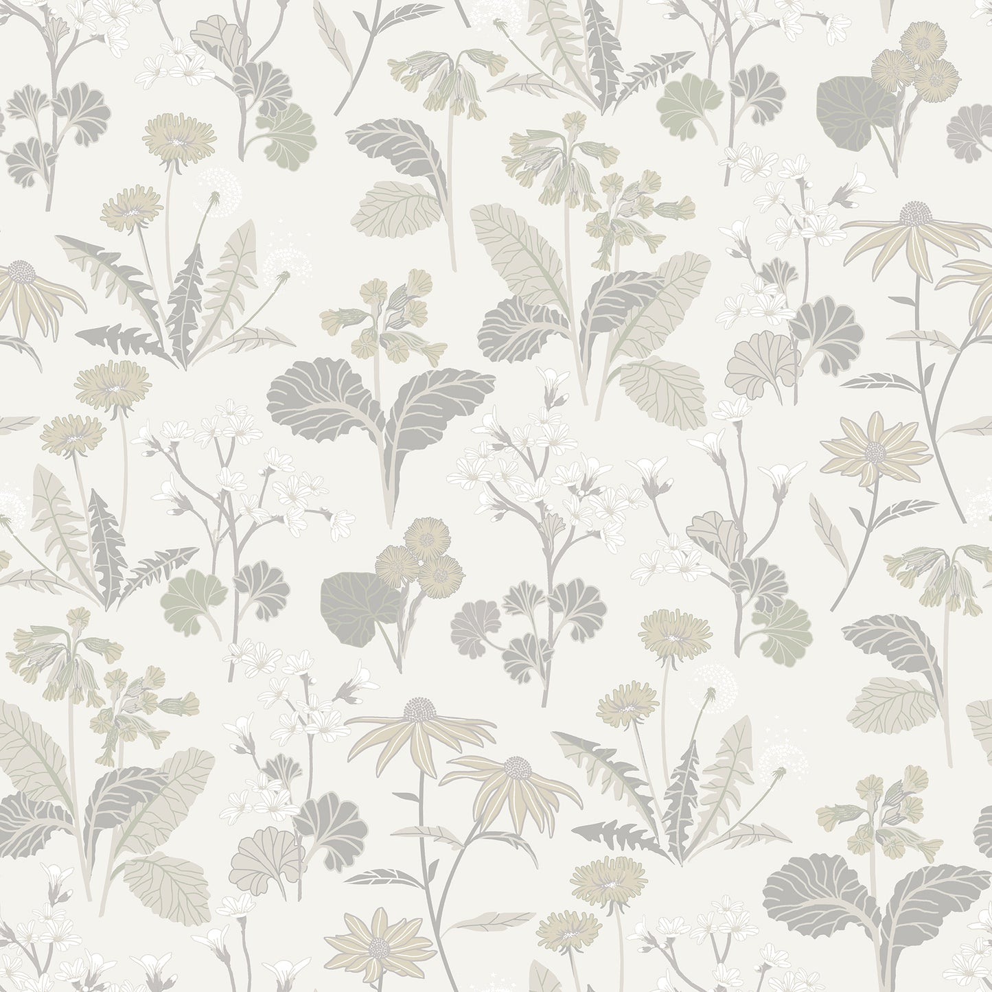 A-Street Prints Magdalena Light Grey Dandelion Wallpaper, 20.9-in by 33-ft