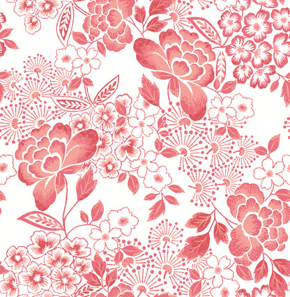 A-Street Prints Irina Coral Floral Blooms Wallpaper, 20.5-in by 33-ft