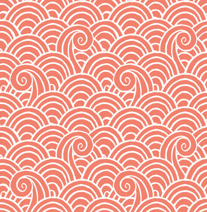 A-Street Prints Alorah Coral Wave Wallpaper, 20.5-in by 33-ft