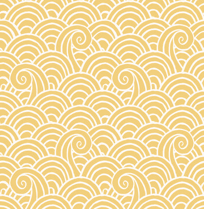 A-Street Prints Alorah Yellow Wave Wallpaper, 20.5-in by 33-ft