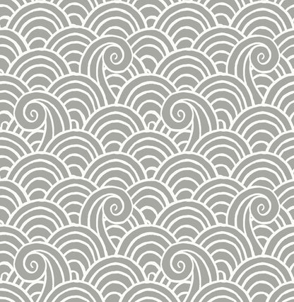 A-Street Prints Alorah Grey Wave Wallpaper, 20.5-in by 33-ft