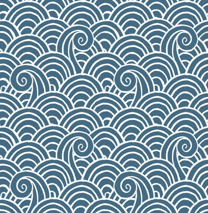 A-Street Prints Alorah Blue Wave Wallpaper, 20.5-in by 33-ft