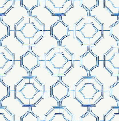 A-Street Prints Gallina Blue Trellis Wallpaper, 20.5-in by 33-ft