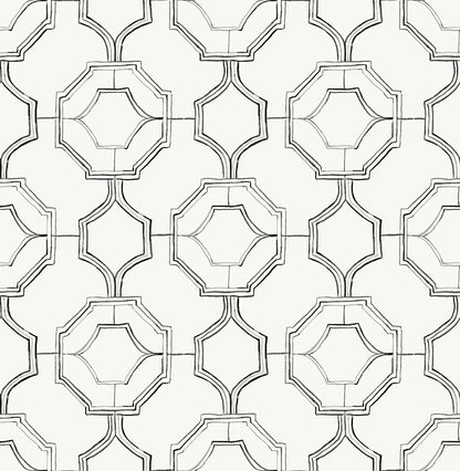 A-Street Prints Gallina Charcoal Trellis Wallpaper, 20.5-in by 33-ft