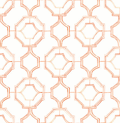 A-Street Prints Gallina Orange Trellis Wallpaper, 20.5-in by 33-ft