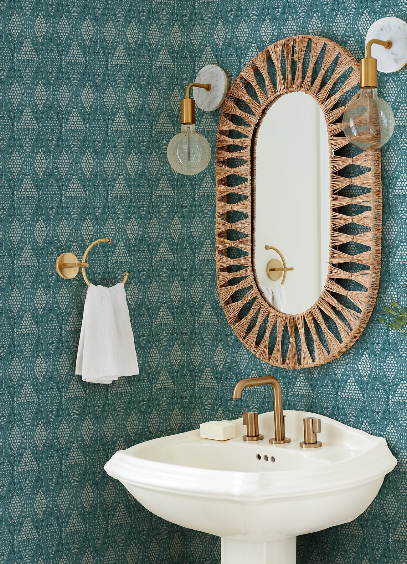 A-Street Prints Grady Teal Dotted Geometric Wallpaper, 20.5-in by 33-ft