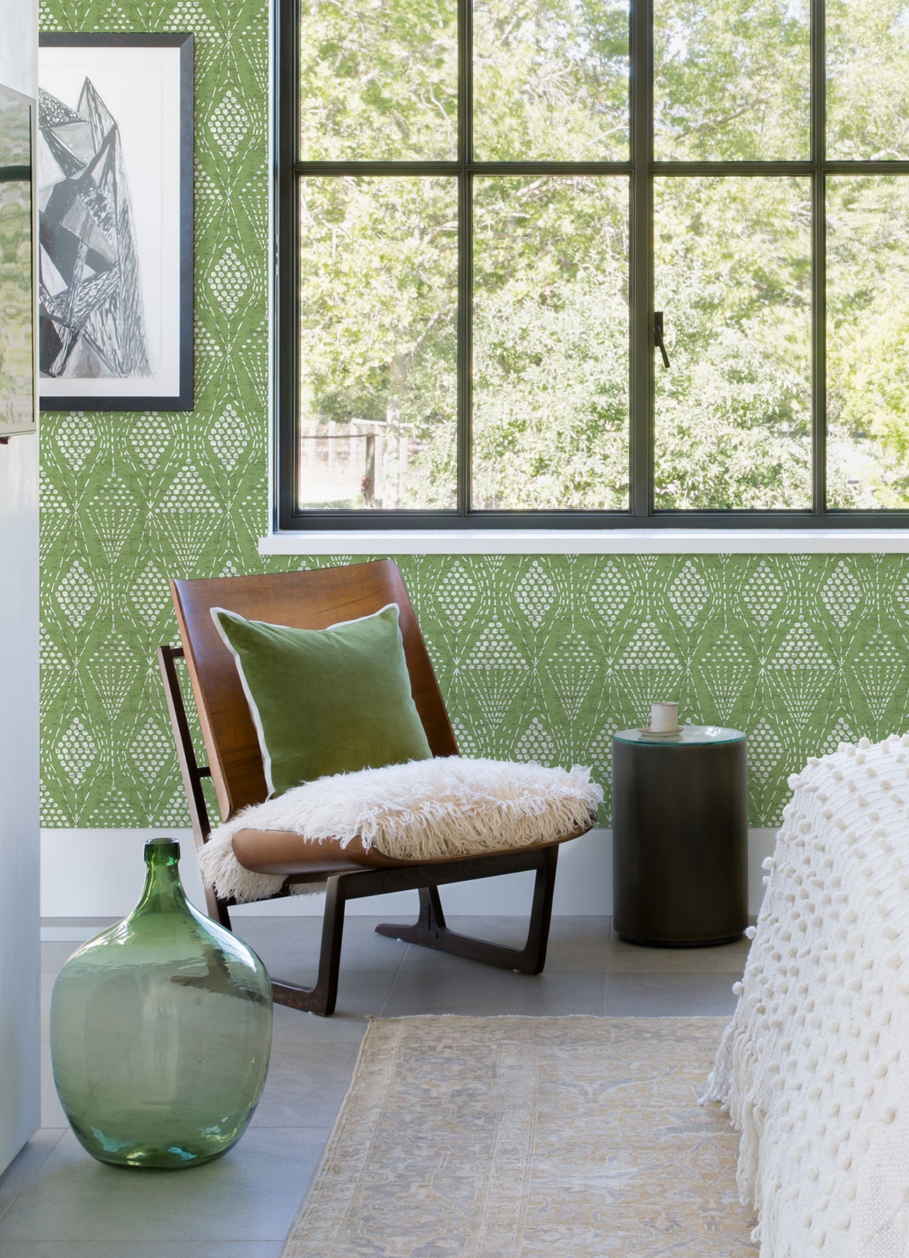 A-Street Prints Grady Green Dotted Geometric Wallpaper, 20.5-in by 33-ft