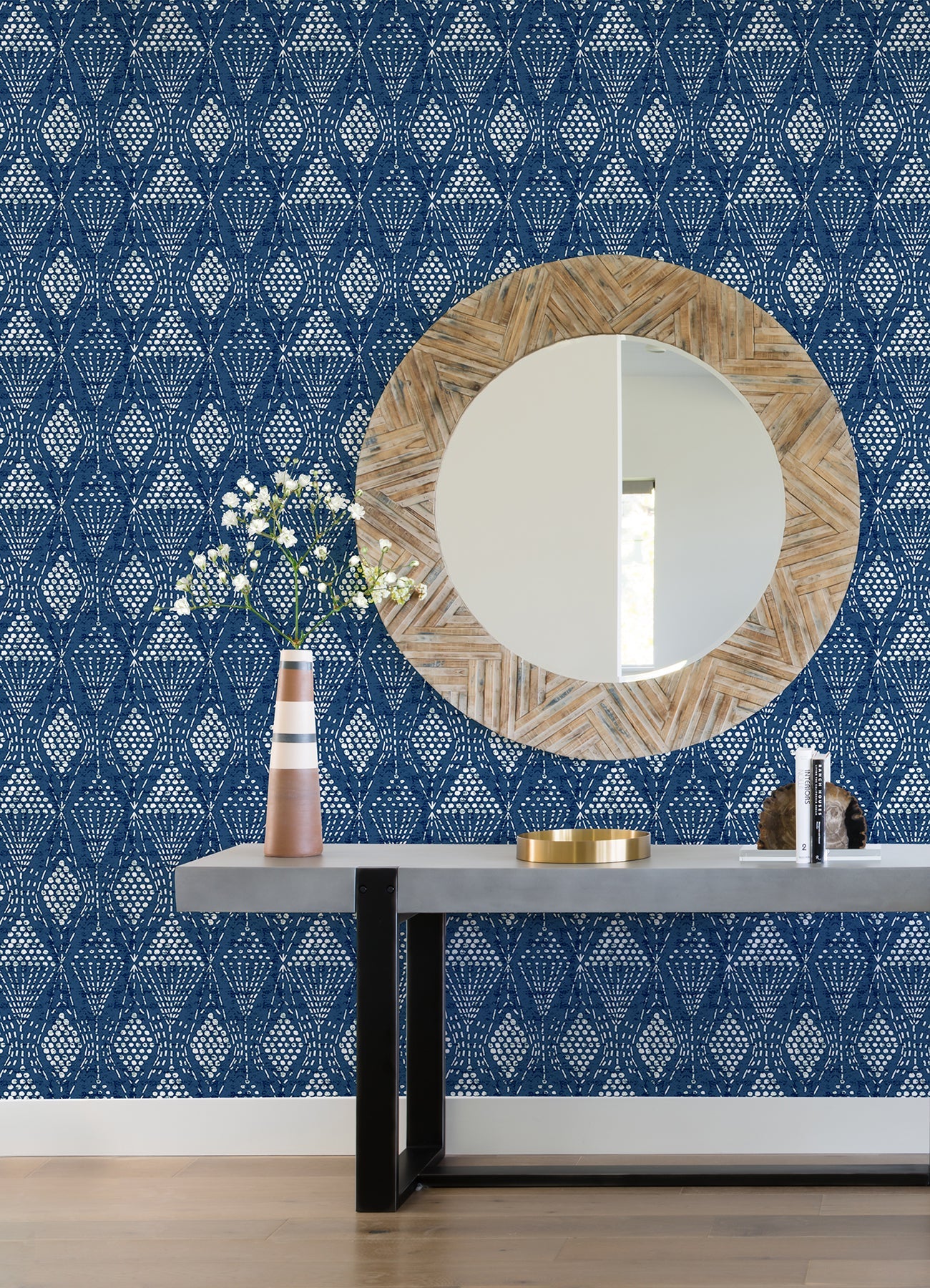 A-Street Prints Grady Blue Dotted Geometric Wallpaper, 20.5-in by 33-ft