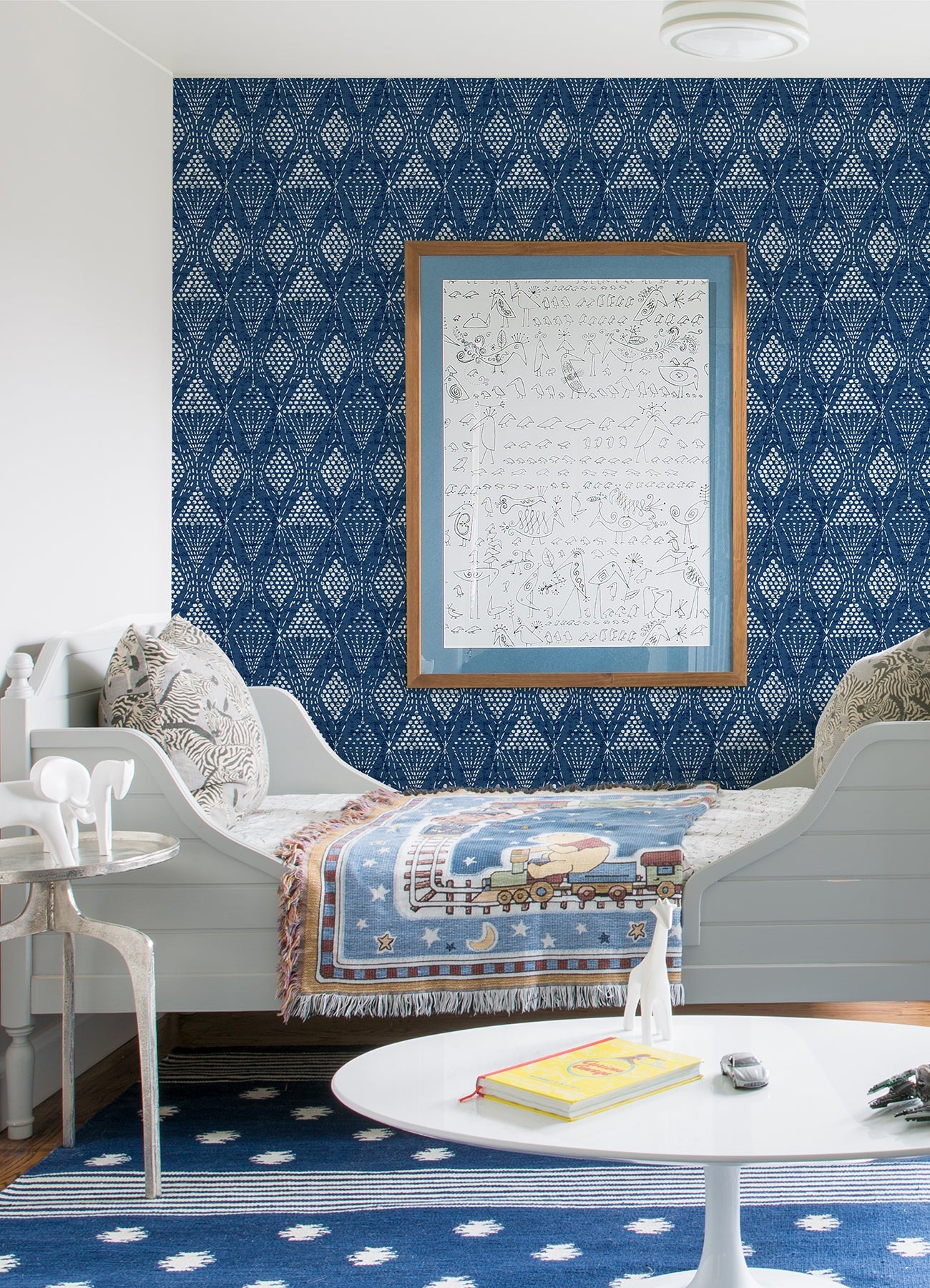 A-Street Prints Grady Blue Dotted Geometric Wallpaper, 20.5-in by 33-ft