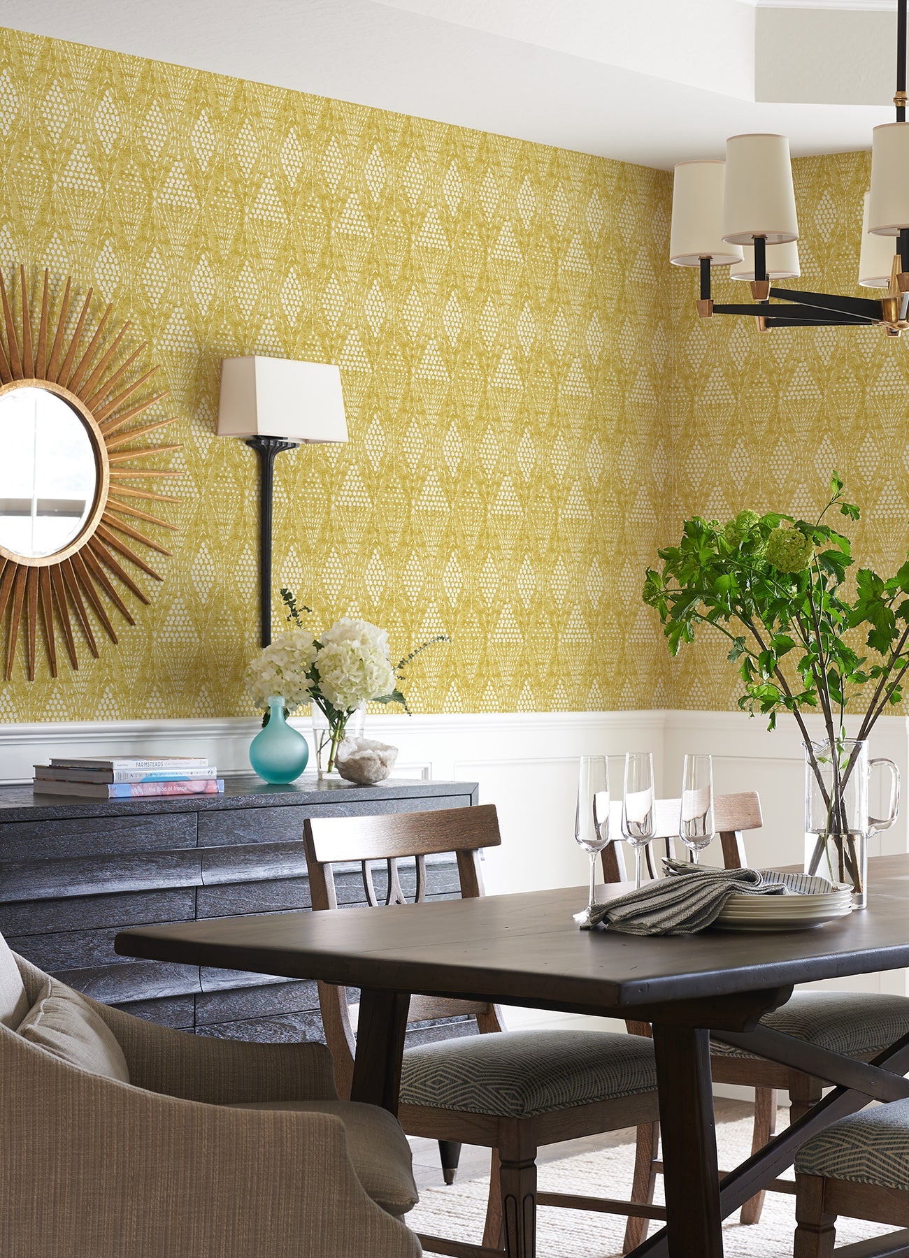 A-Street Prints Grady Yellow Dotted Geometric Wallpaper, 20.5-in by 33-ft