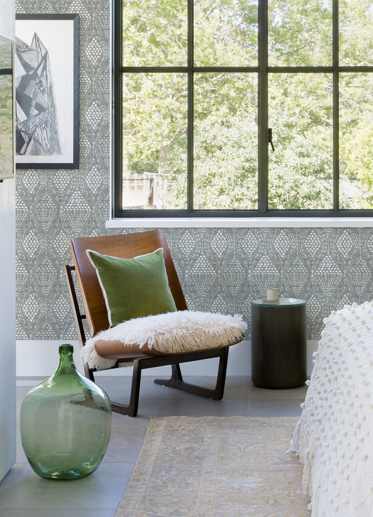 A-Street Prints Grady Grey Dotted Geometric Wallpaper, 20.5-in by 33-ft