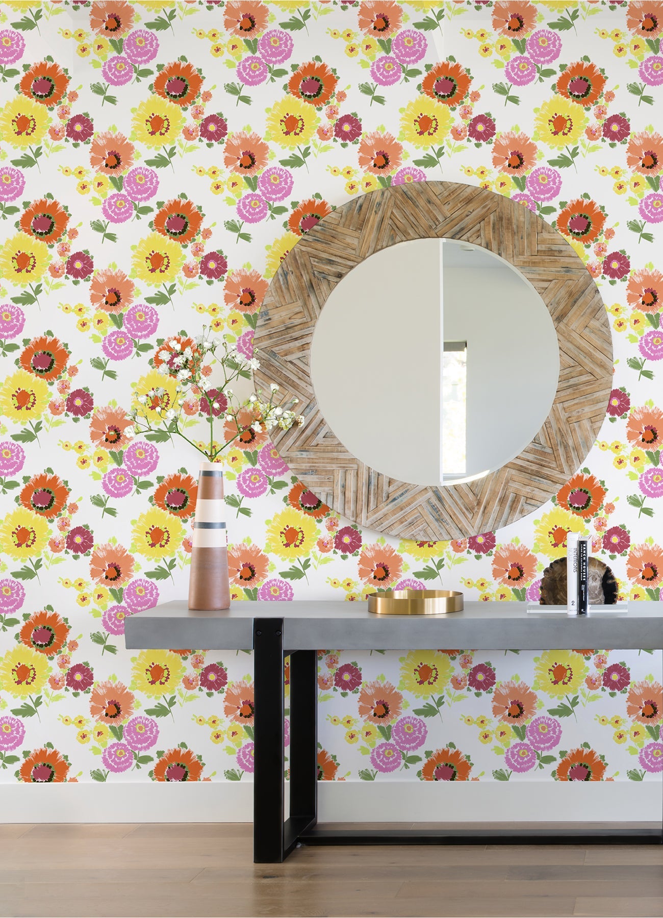 A-Street Prints Essie Yellow Painterly Floral Wallpaper, 20.5-in by 33-ft