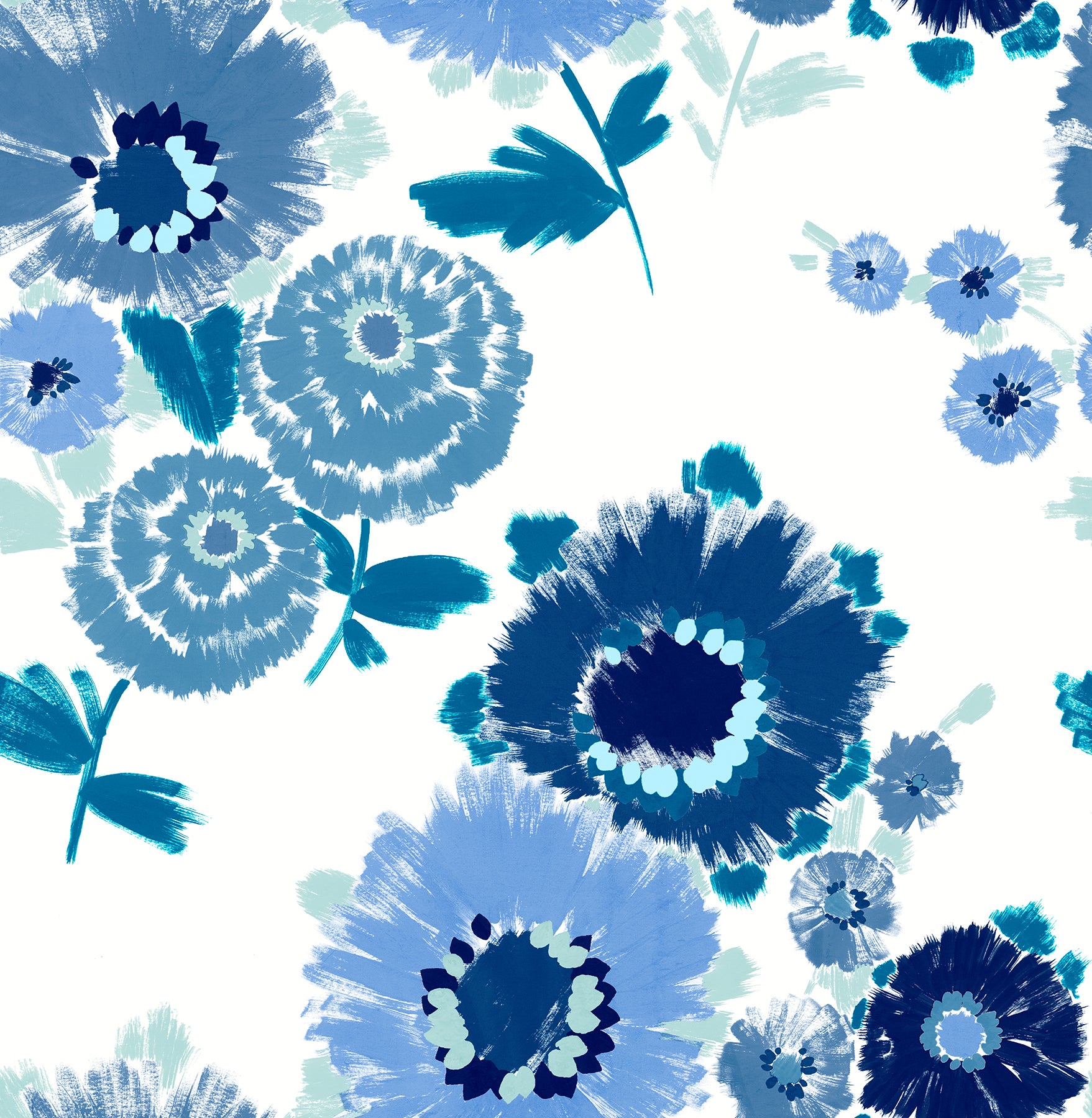 A-Street Prints Essie Blue Painterly Floral Wallpaper, 20.5-in by 33-ft