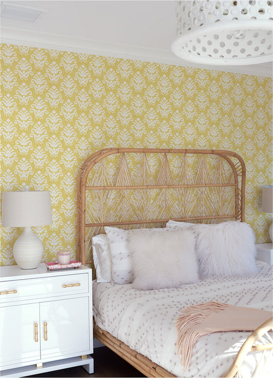 A-Street Prints Keaton Yellow Medallion Wallpaper, 20.5-in by 33-ft