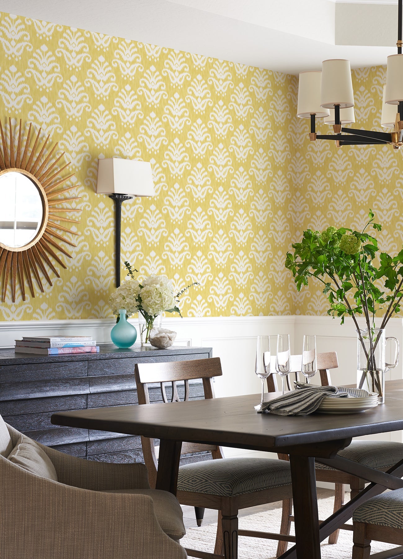 A-Street Prints Keaton Yellow Medallion Wallpaper, 20.5-in by 33-ft