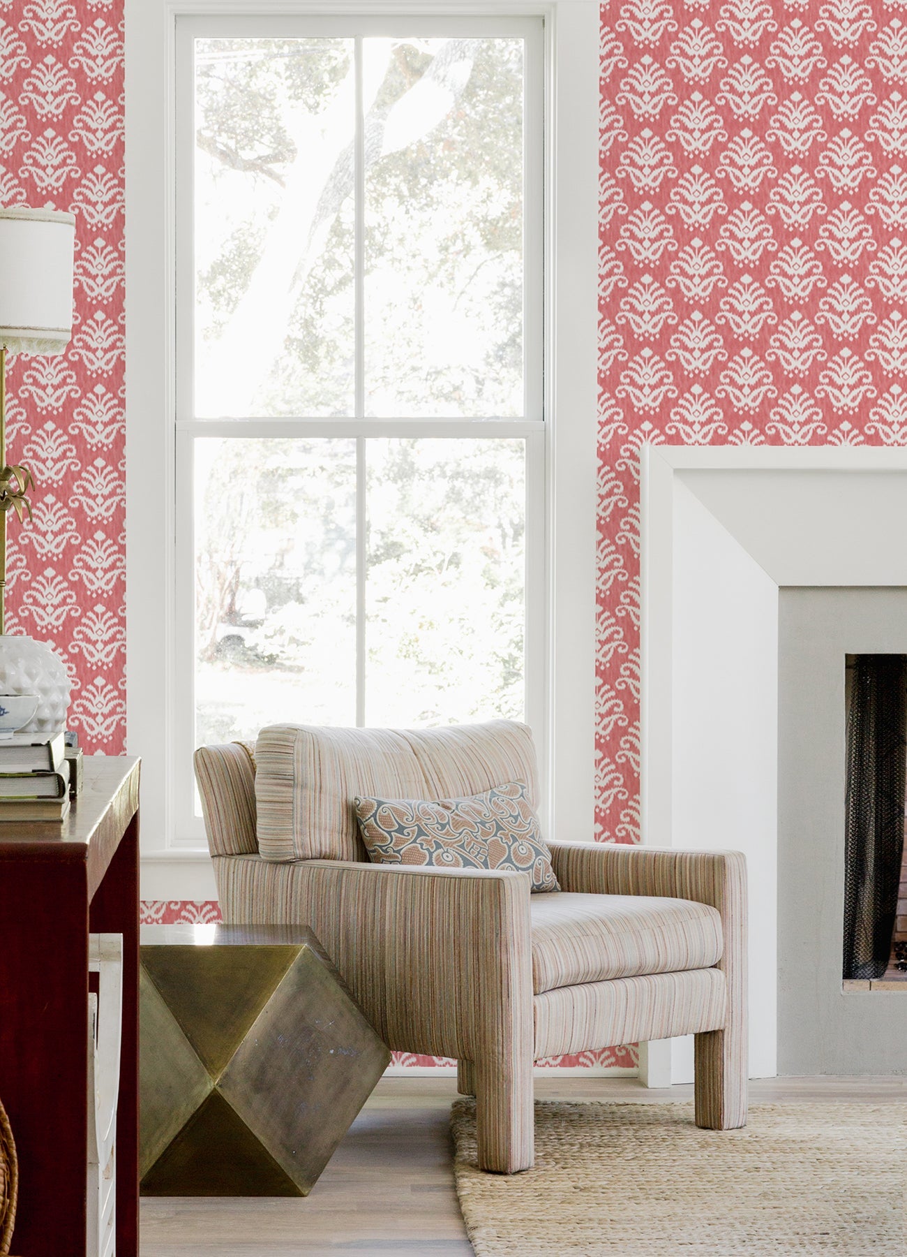 A-Street Prints Keaton Coral Medallion Wallpaper, 20.5-in by 33-ft