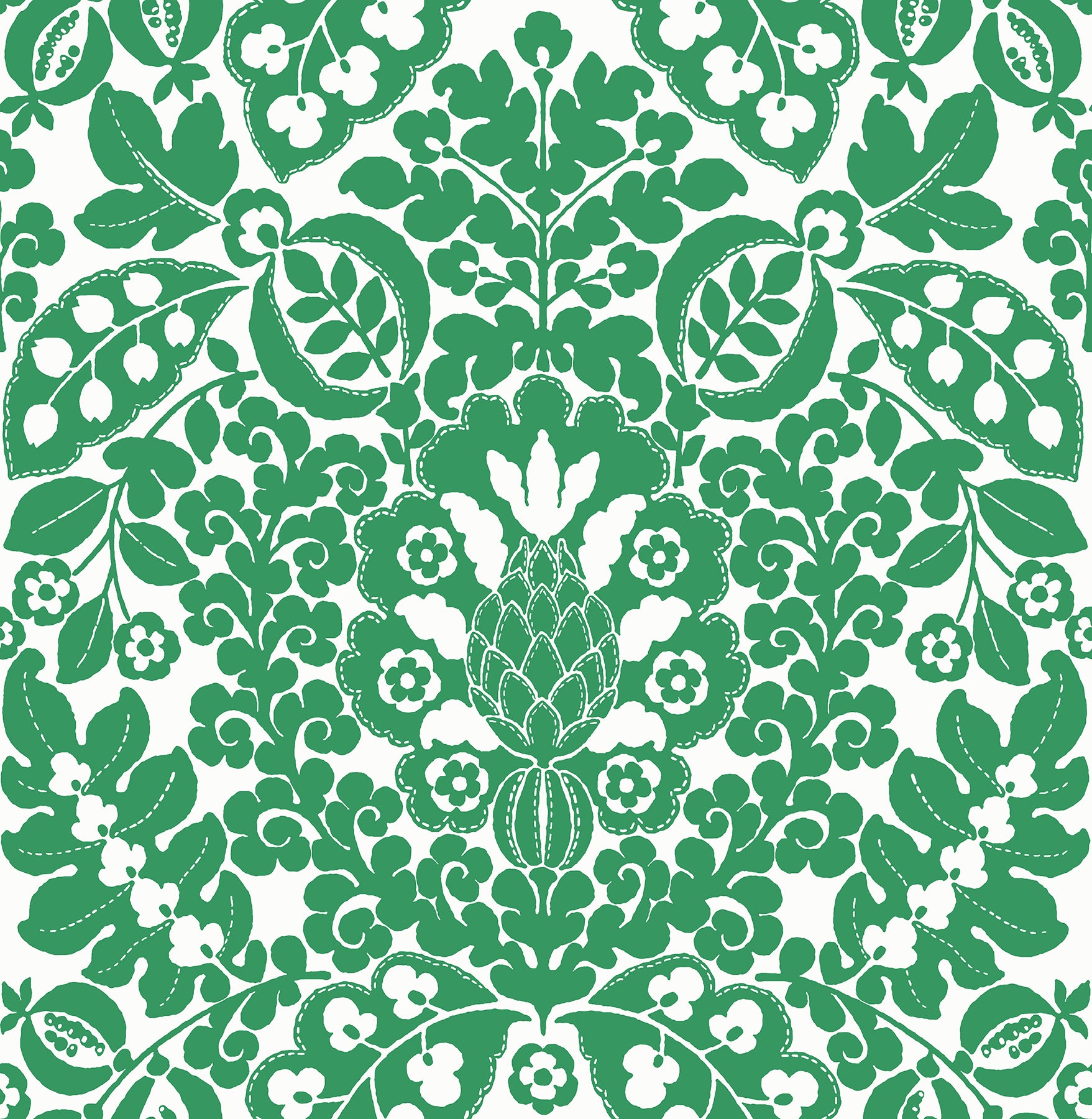 A-Street Prints Marni Green Fruit Damask Wallpaper, 20.5-in by 33-ft