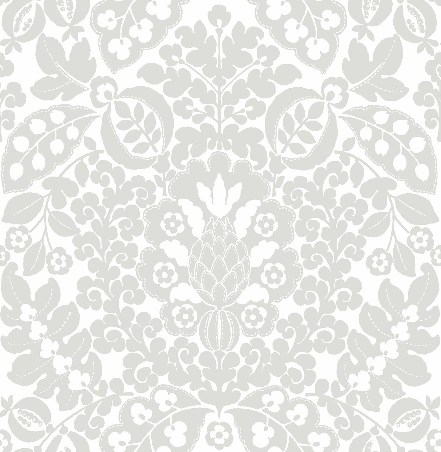 A-Street Prints Marni Grey Fruit Damask Wallpaper, 20.5-in by 33-ft