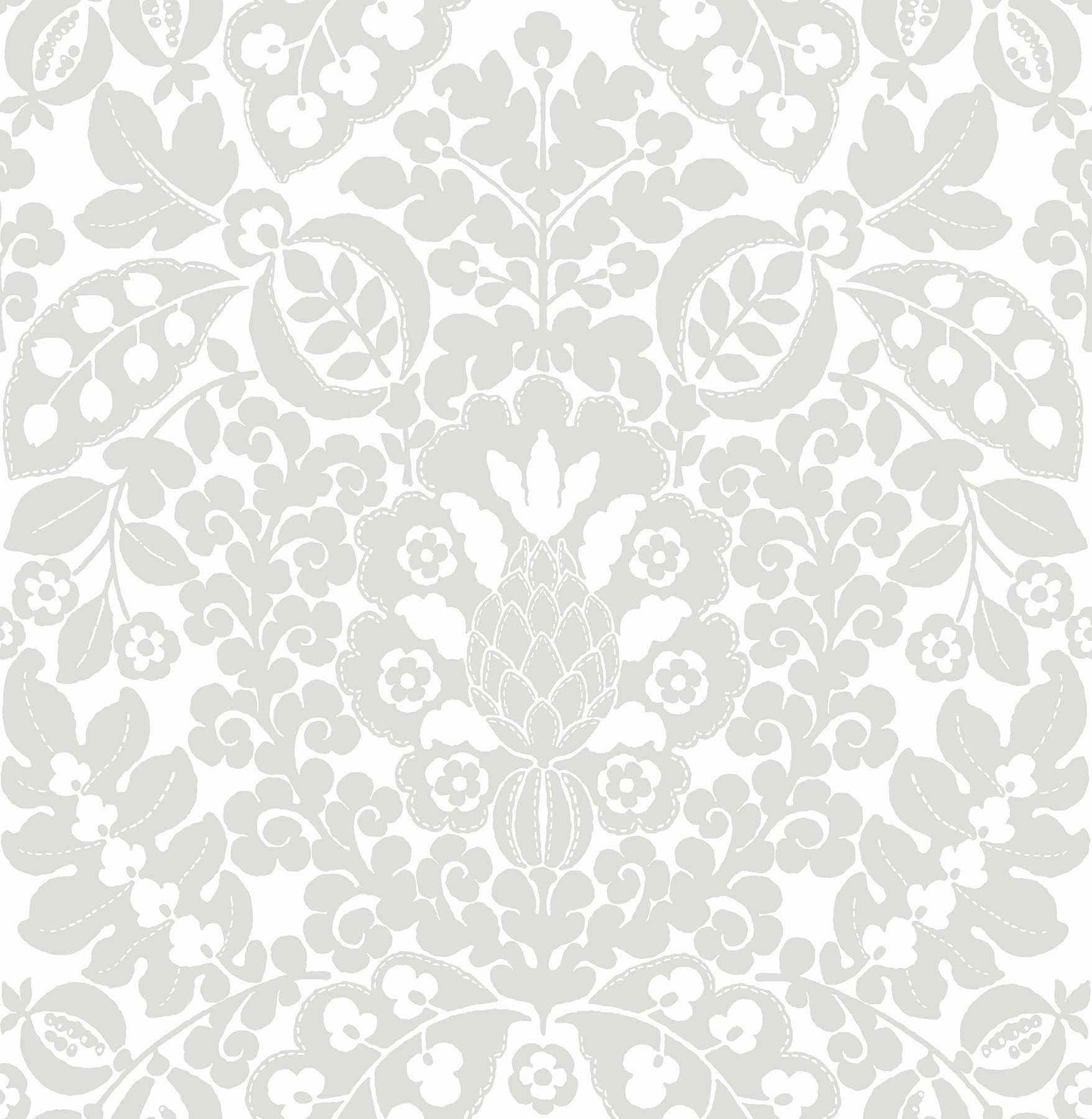 A-Street Prints Marni Grey Fruit Damask Wallpaper, 20.5-in by 33-ft