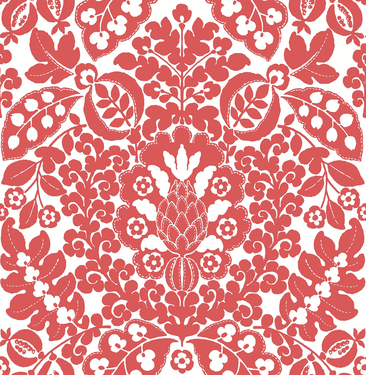 A-Street Prints Marni Red Fruit Damask Wallpaper, 20.5-in by 33-ft