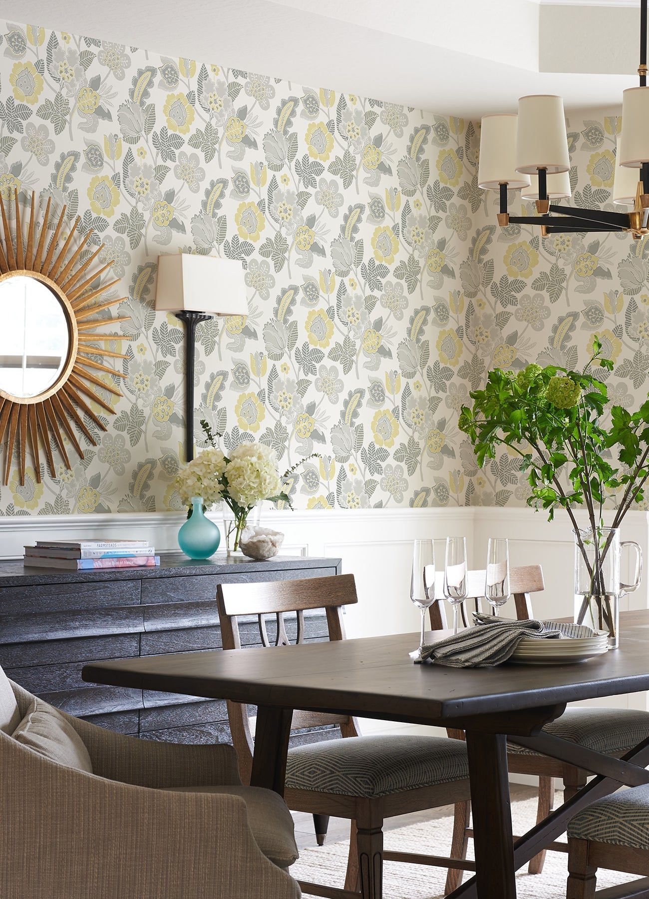 A-Street Prints Jana Light Grey Jacobean Wallpaper, 20.5-in by 33-ft