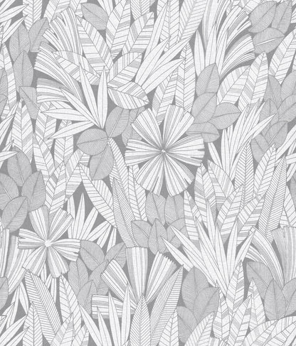 A-Street Prints Bannon Grey Leaves Wallpaper, 20.5-in by 33-ft