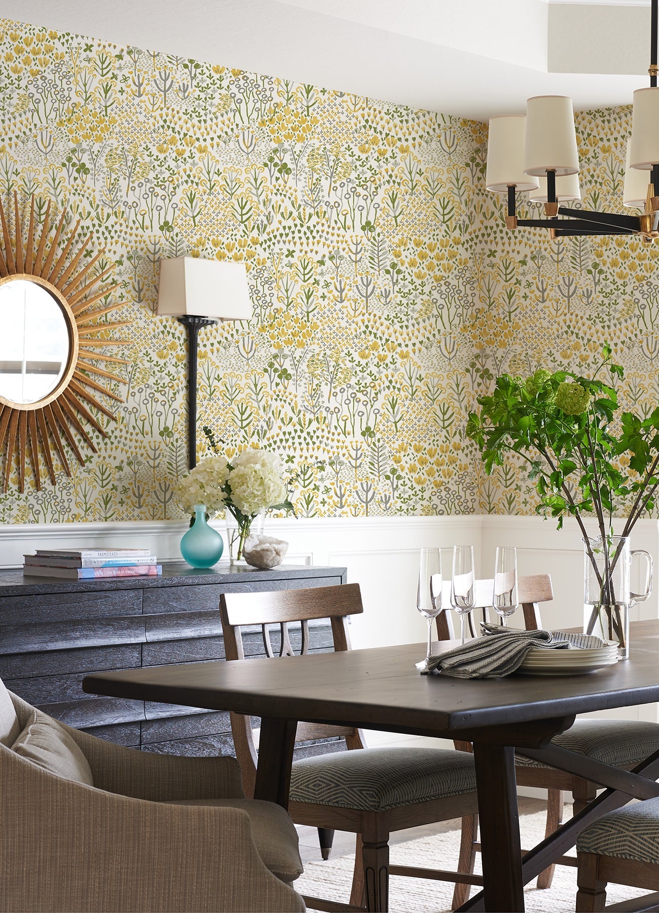 A-Street Prints Chilton Yellow Wildflowers Wallpaper, 20.5-in by 33-ft