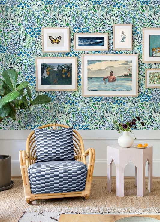 A-Street Prints Chilton Blue Wildflowers Wallpaper, 20.5-in by 33-ft