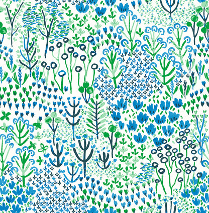 A-Street Prints Chilton Blue Wildflowers Wallpaper, 20.5-in by 33-ft