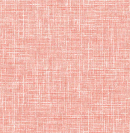 A-Street Prints Emerson Coral Faux Linen Wallpaper, 20.5-in by 33-ft