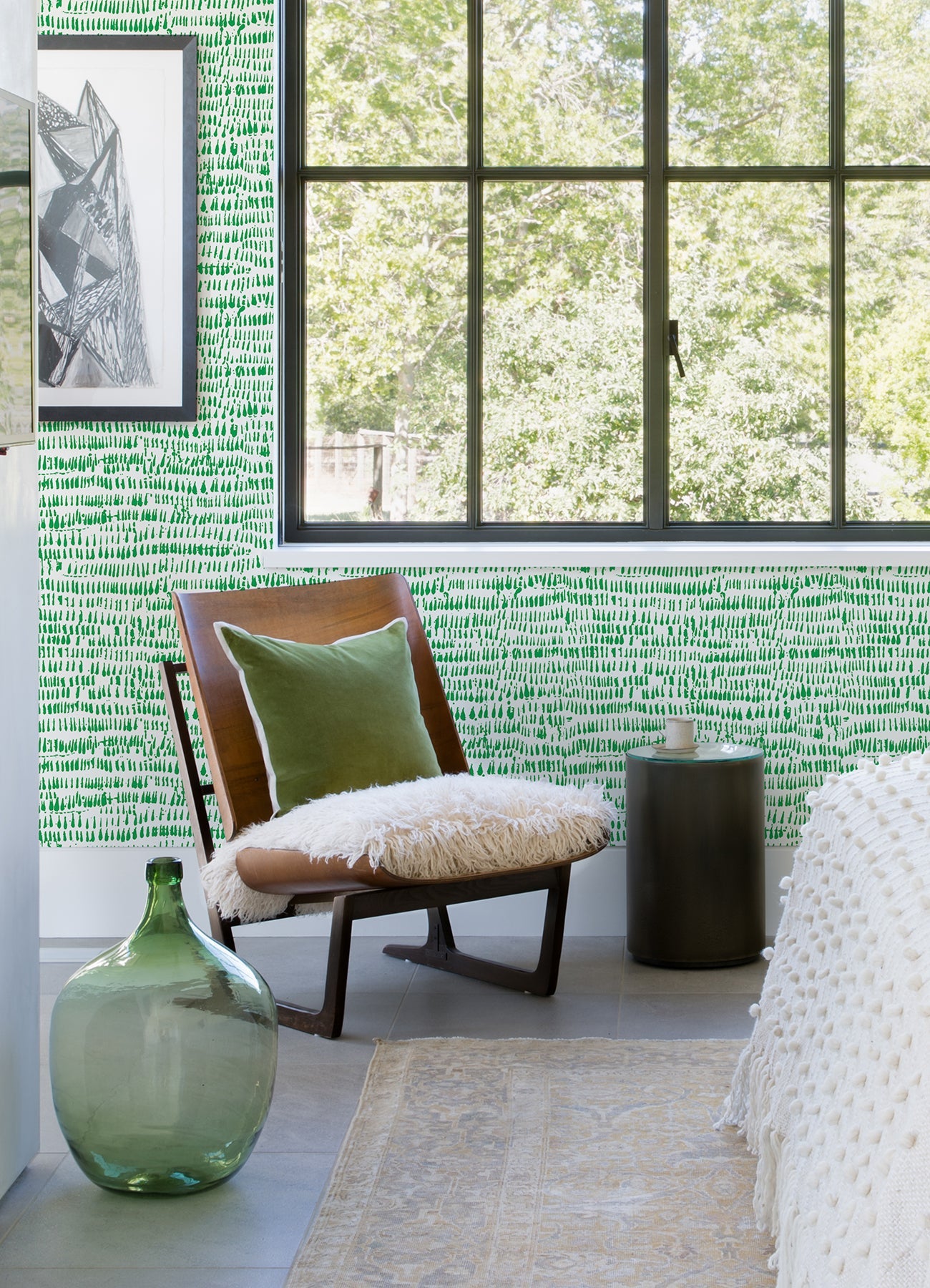 A-Street Prints Runes Green Brushstrokes Wallpaper, 20.5-in by 33-ft