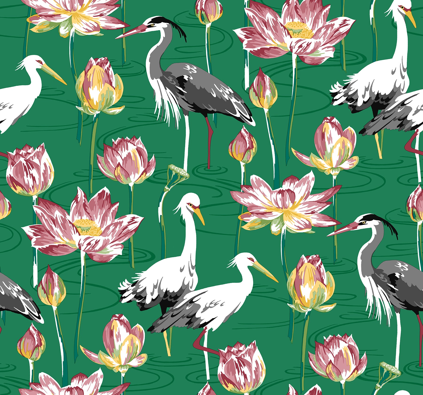 A-Street Prints Barton Green Heron Wallpaper, 27-in by 27-ft