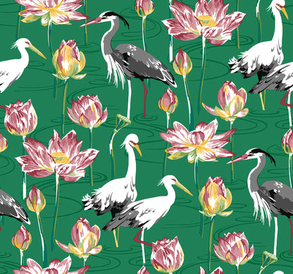 A-Street Prints Barton Green Heron Wallpaper, 27-in by 27-ft