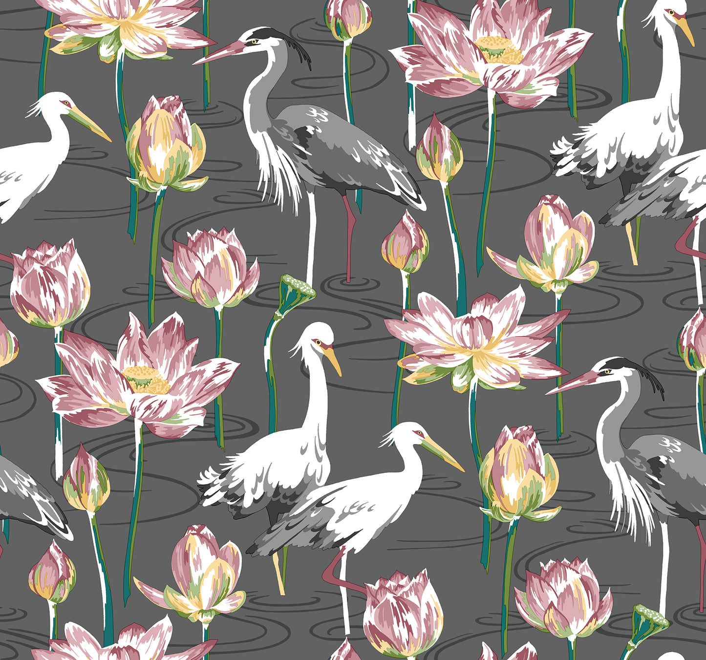 A-Street Prints Barton Grey Heron Wallpaper, 27-in by 27-ft