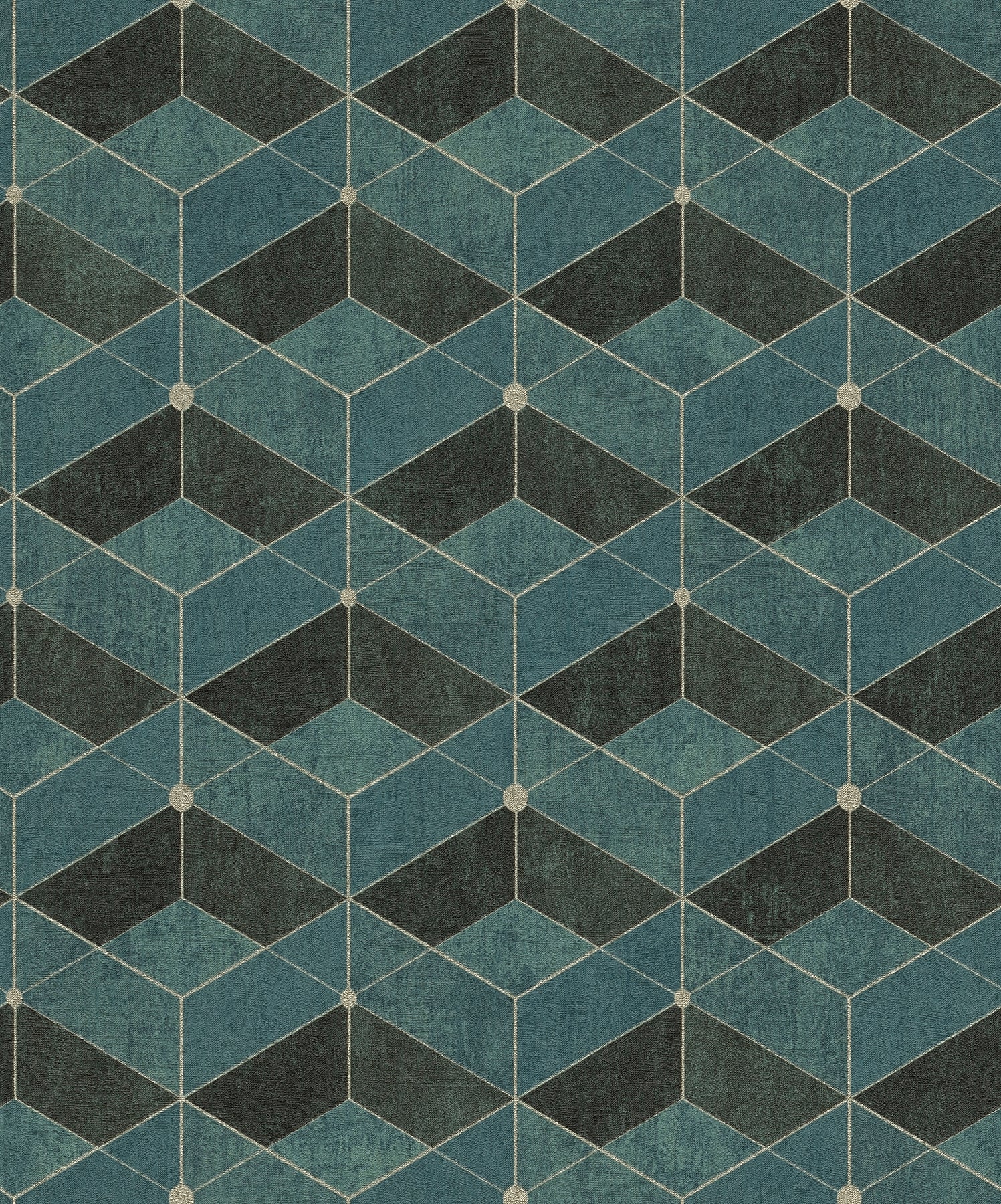 Advantage Muir Teal Geo Wallpaper, 20.9-in by 33-ft