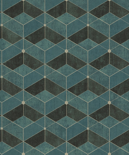 Advantage Muir Teal Geo Wallpaper, 20.9-in by 33-ft