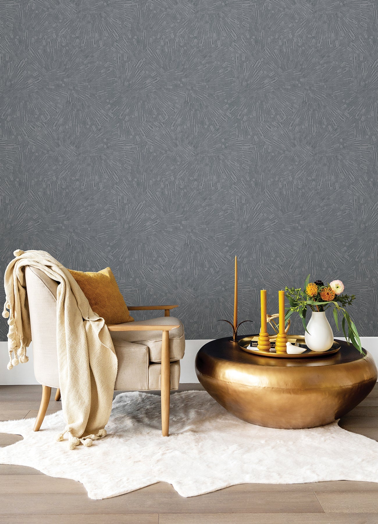 Advantage Agassiz Grey Burst Wallpaper, 20.9-in by 33-ft