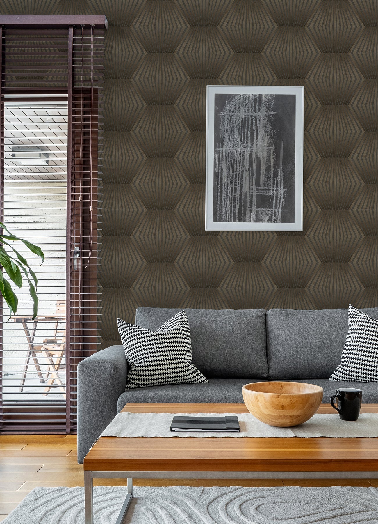 Advantage Lehnmann Coffee Geo Wallpaper, 20.9-in by 33-ft