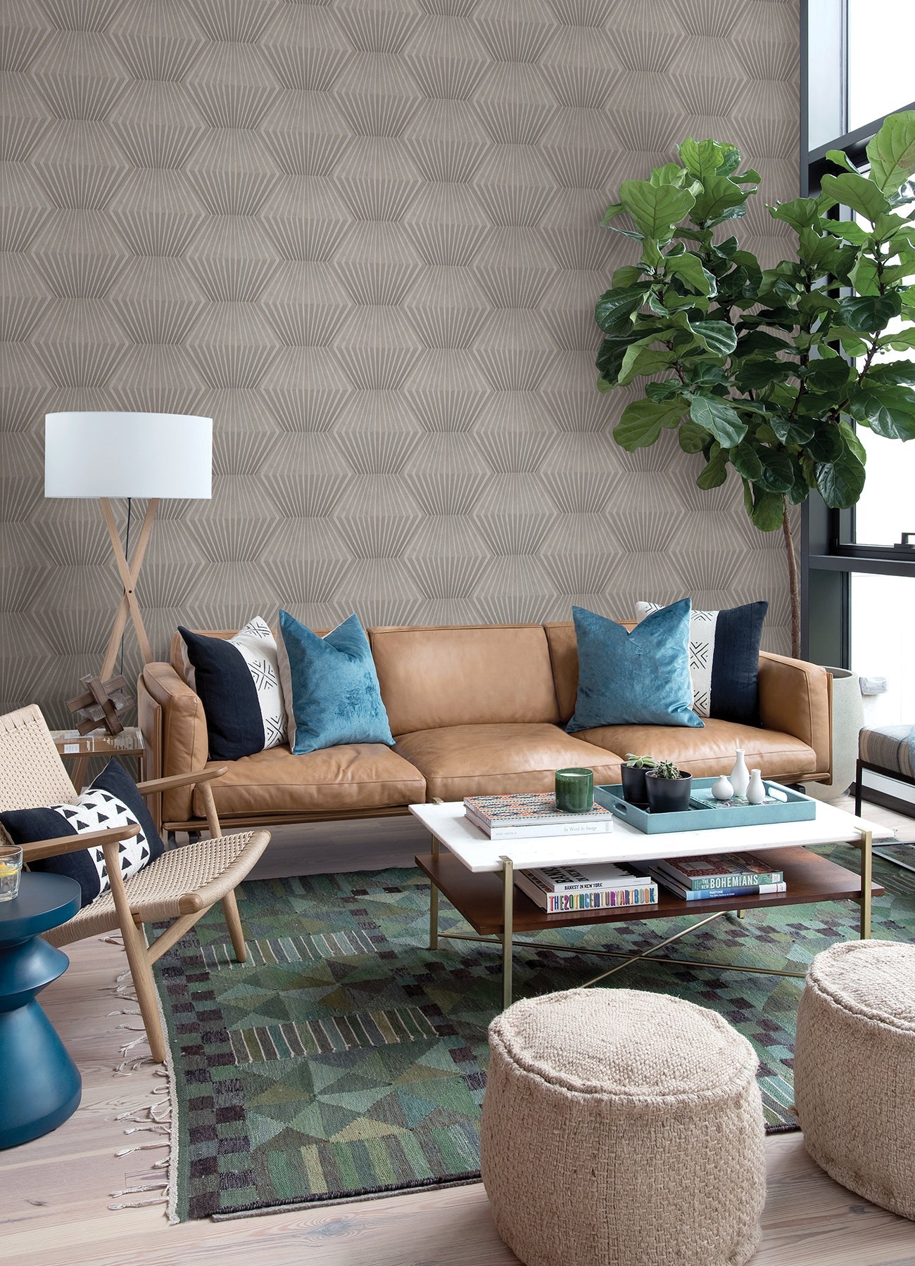 Advantage Lehnmann Taupe Geo Wallpaper, 20.9-in by 33-ft