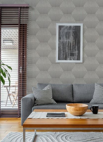 Advantage Lehnmann Taupe Geo Wallpaper, 20.9-in by 33-ft